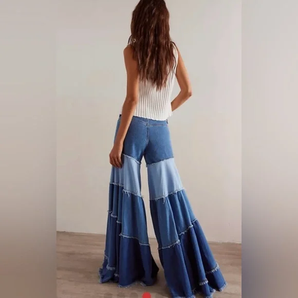 We The Free Dreamscape Tiered Denim Wide Leg size 25 NWT - Picture 3 of 14